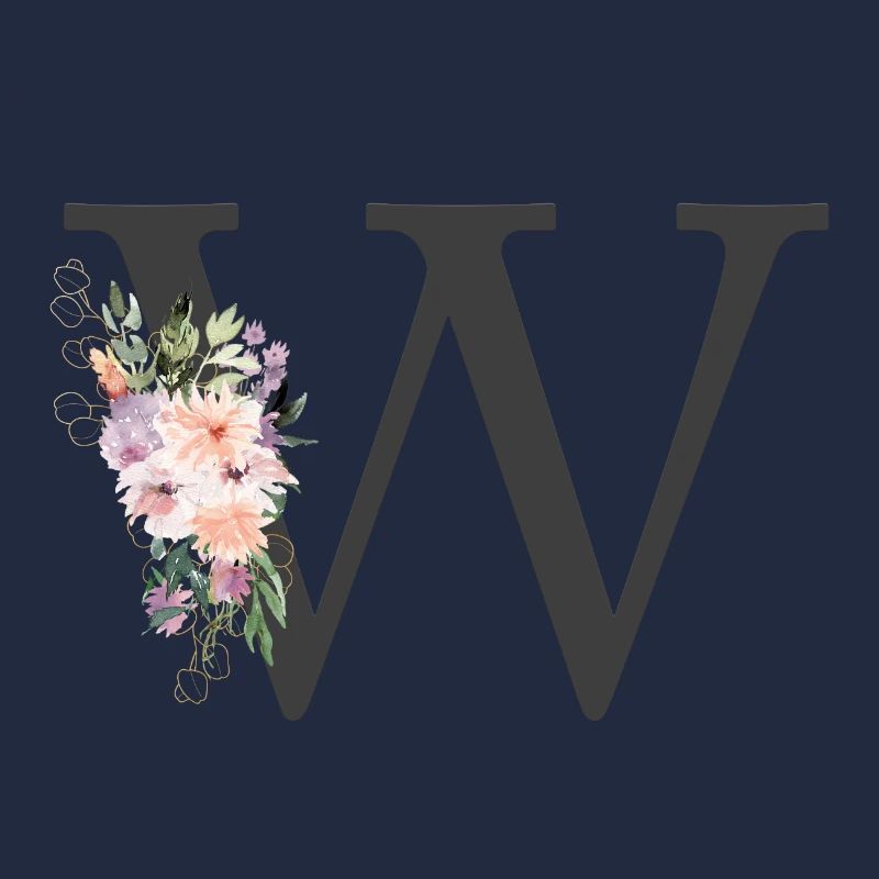 Lettre W, monogramme, Floral