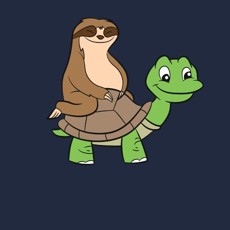 Faultier Auf Schildkröte Süßes Schildkröten