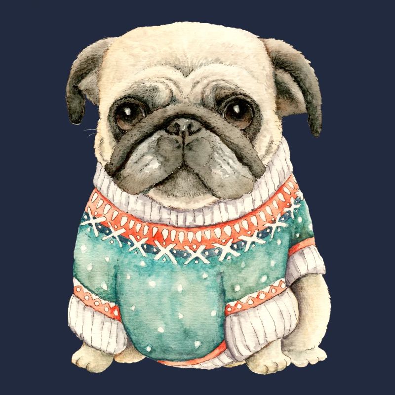 Netter Mops-Welpe im Winterpullover-Geschenk für Mopsliebe