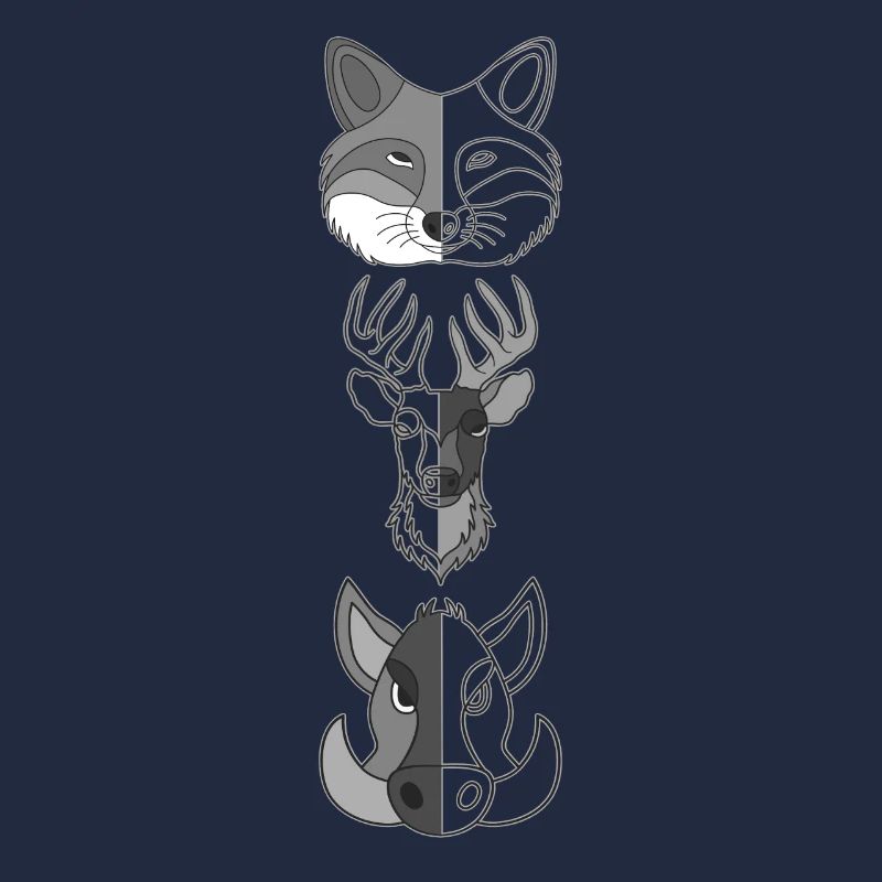 Fuchs Hirsch Wildschein Waldtier Design