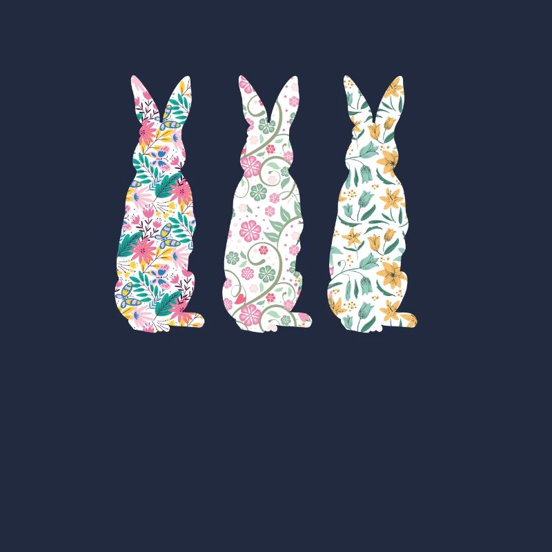Easter Three Bunnies Rabbit Flower