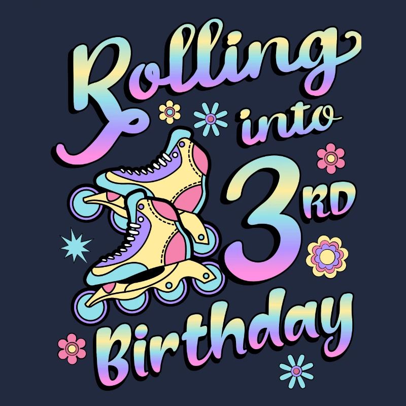 Rolling Into 3rd Birthday Roller Skater Inline