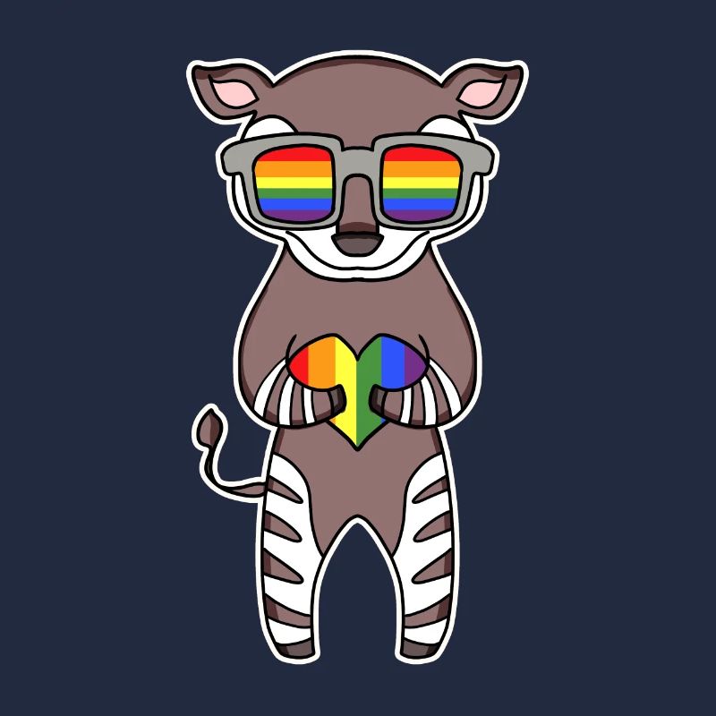 Rainbow - Okapi with glasses