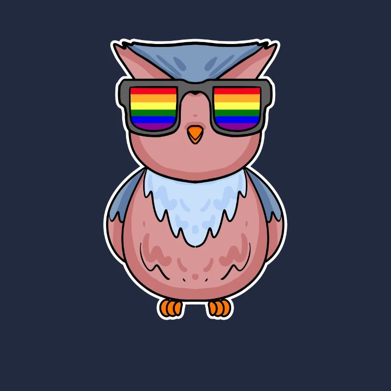 Regenbogen - Eule mit Brille