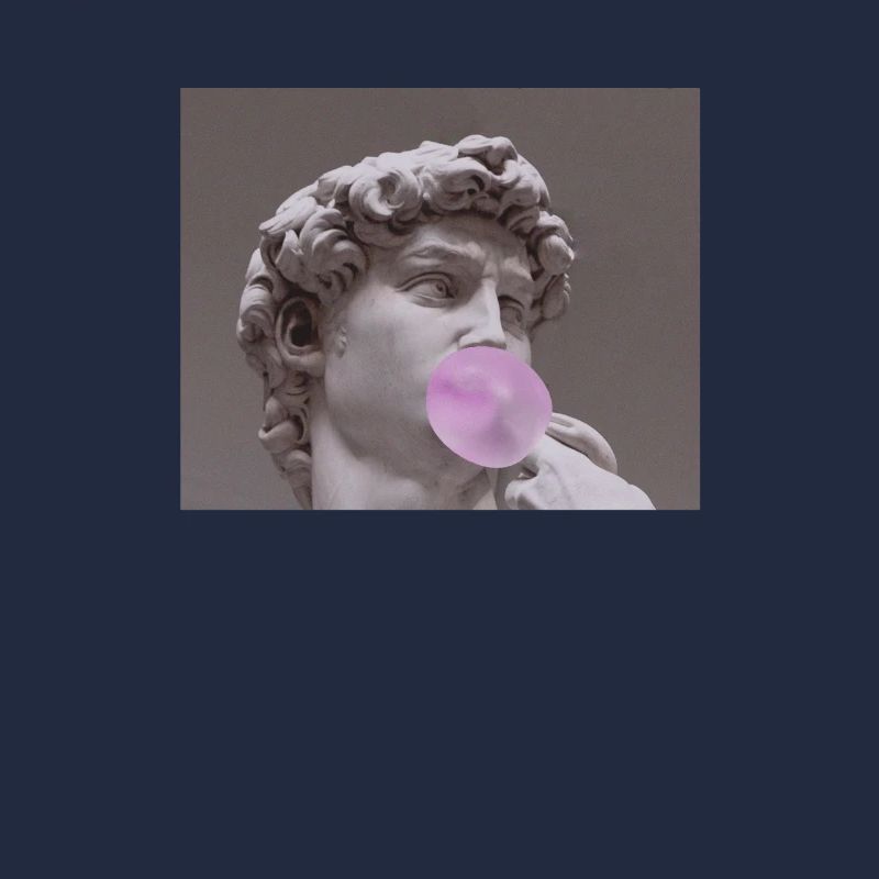 Statue de Michel-Ange David avec chewing-gum pour un