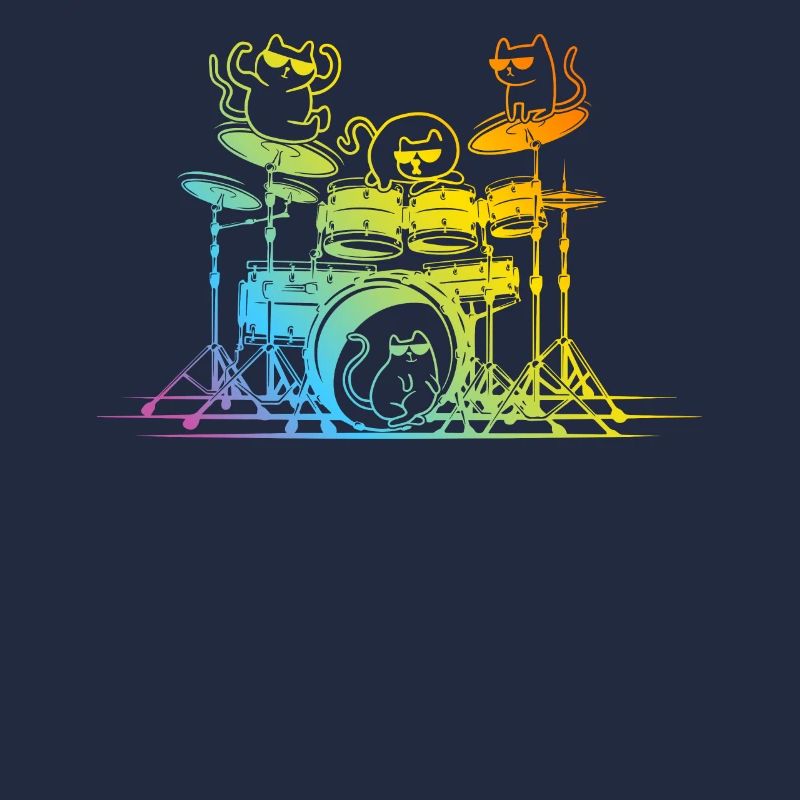 Drum Set Player Cats - Funny Drummer Cats