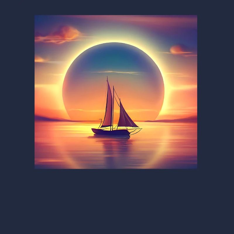 Voilier navigue dans le coucher du soleil Angular