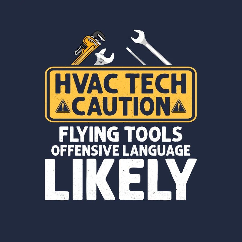 HVAC Tech Caution Flying Tools Technician Installe