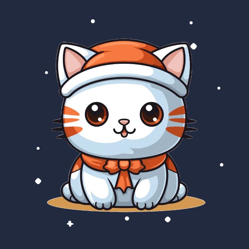 Design de Noël de chat - Style Kawaii