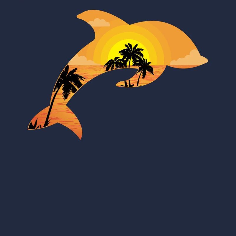 Dolphin Palm Tree Sunset