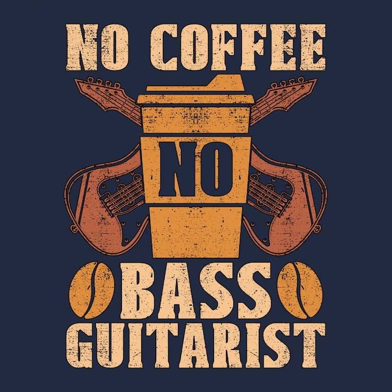 Guitariste basse Pas de café Pas de musicien Amateur de café