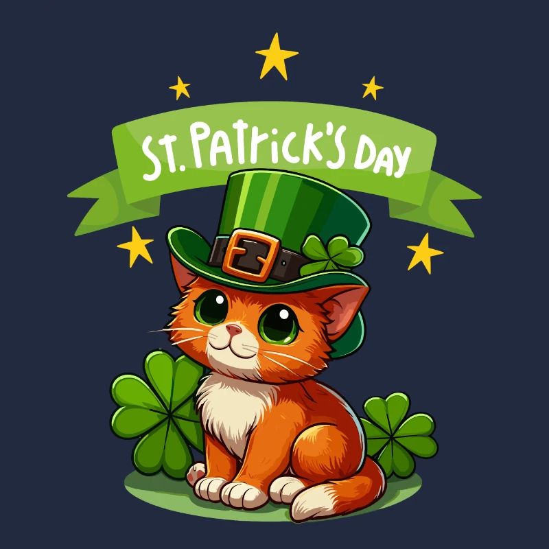 Chat de la Saint-Patrick Shamrock chanceux mignon
