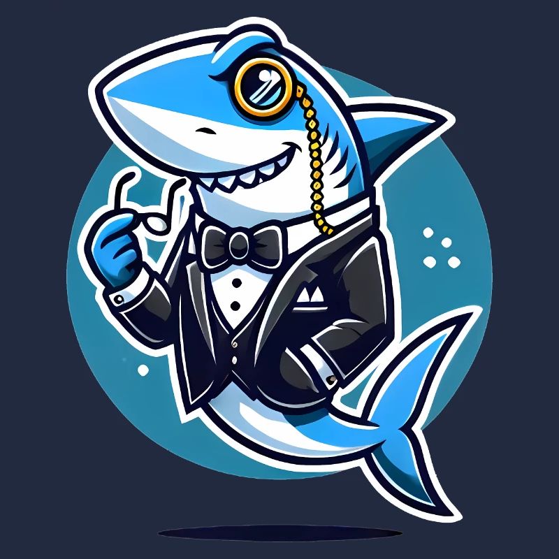 requin chic en smoking design vectoriel