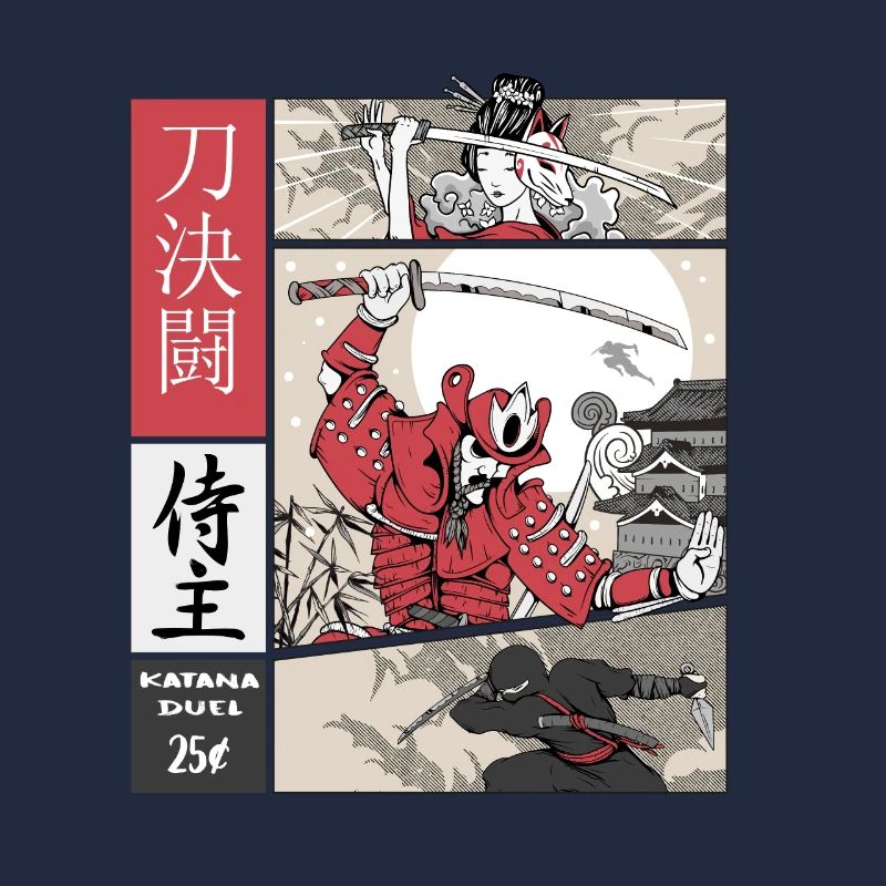 samurai vs ninja Katana vs sword on Comic Style