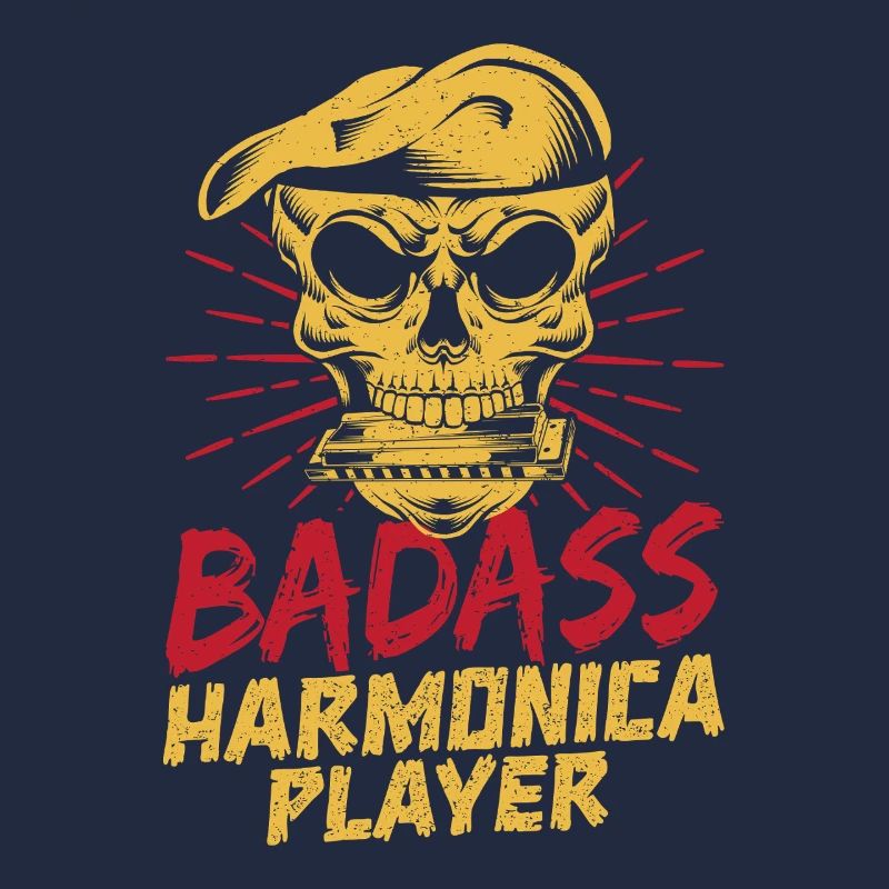 Funny Harmonica Player Badass Harmonica