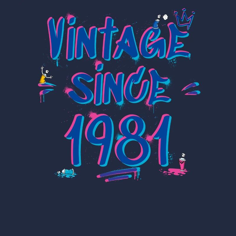 Vintage Since 1981 Graffiti Glitch 44th Bday Vibes