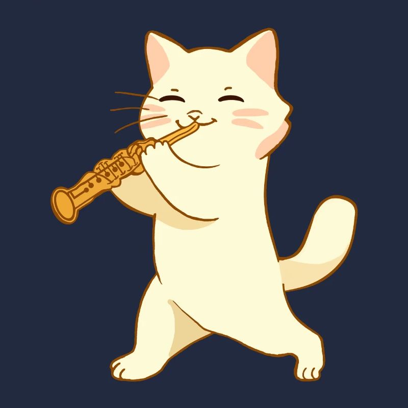 Katze spielt Oboe