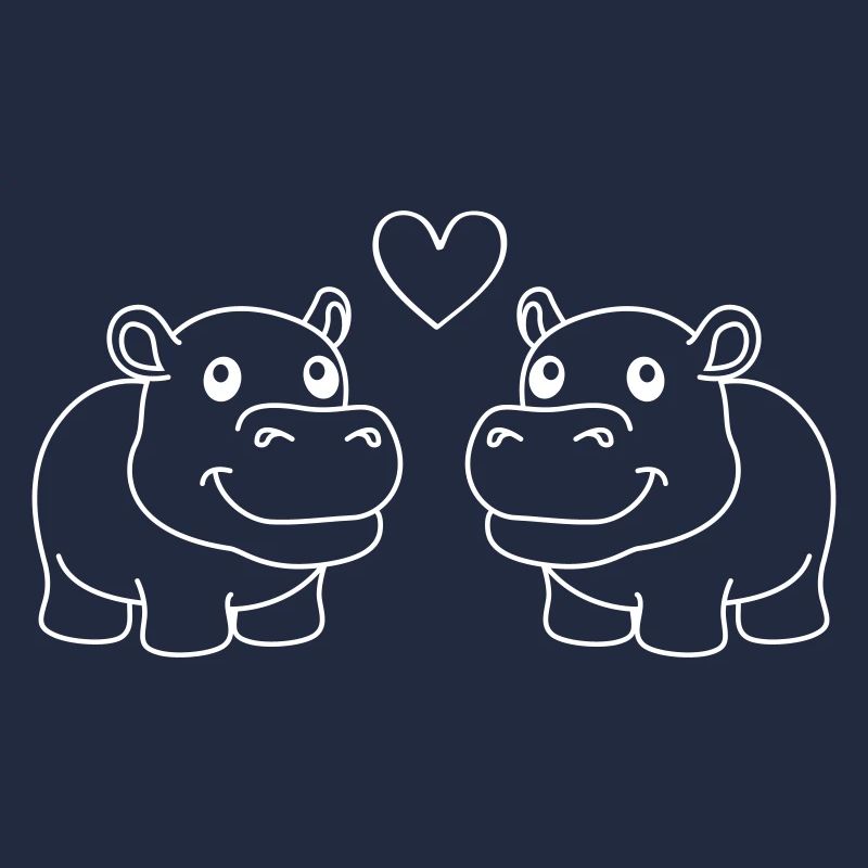 Nilpferd Comic Tier Paar Liebe