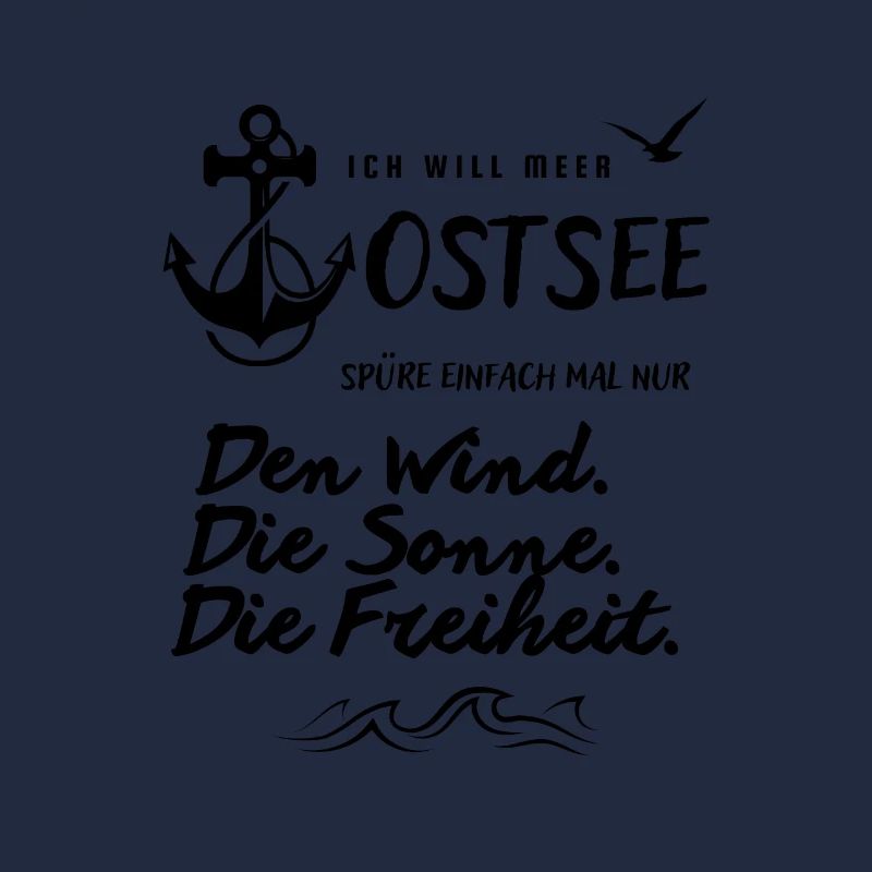 Ich will Meer Ostsee Spruch mit Anker und Möwe