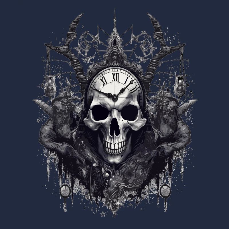 Gothic Witchcraft Ritual Dark Skull Clock Horror