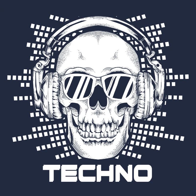 Techno Musik Minimal Schädel Brille