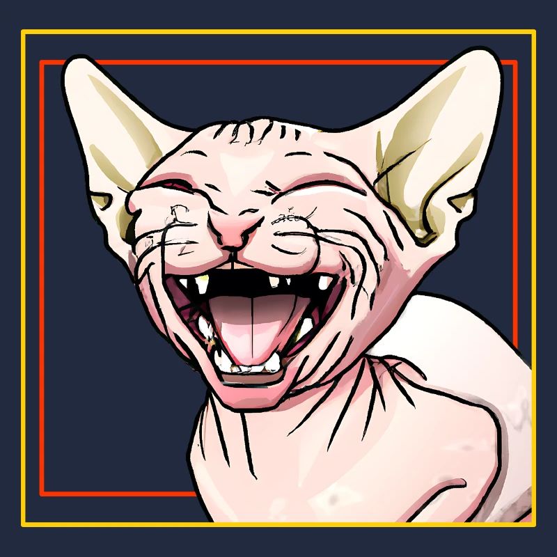 Le chat Sphynx rit