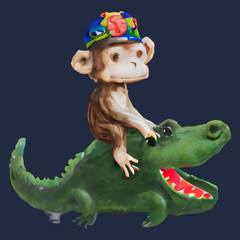 Drôle de singe sur la conception du crocodile