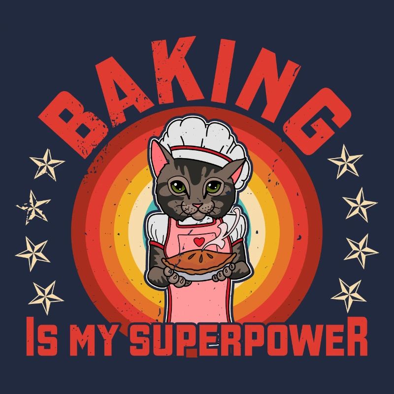 Bäcker Katze Kuchen Essen Backen Hobby Spruch