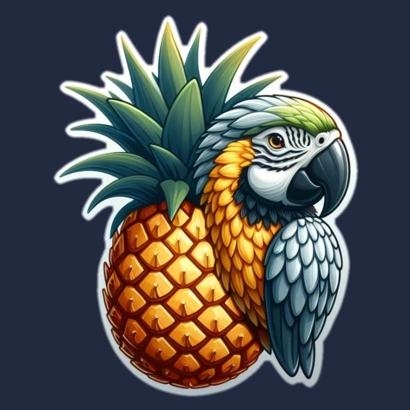 Parrot on a pineapple
