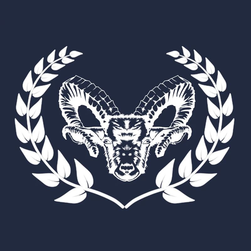 Schaf Hammel Bock Widder Lorbeerkranz Gebirge