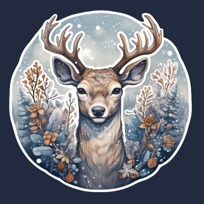 Winterlandschaft mit Hirsch