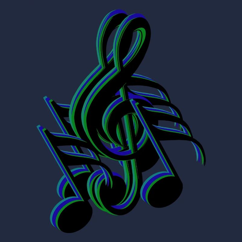 notes de clef bleu vert