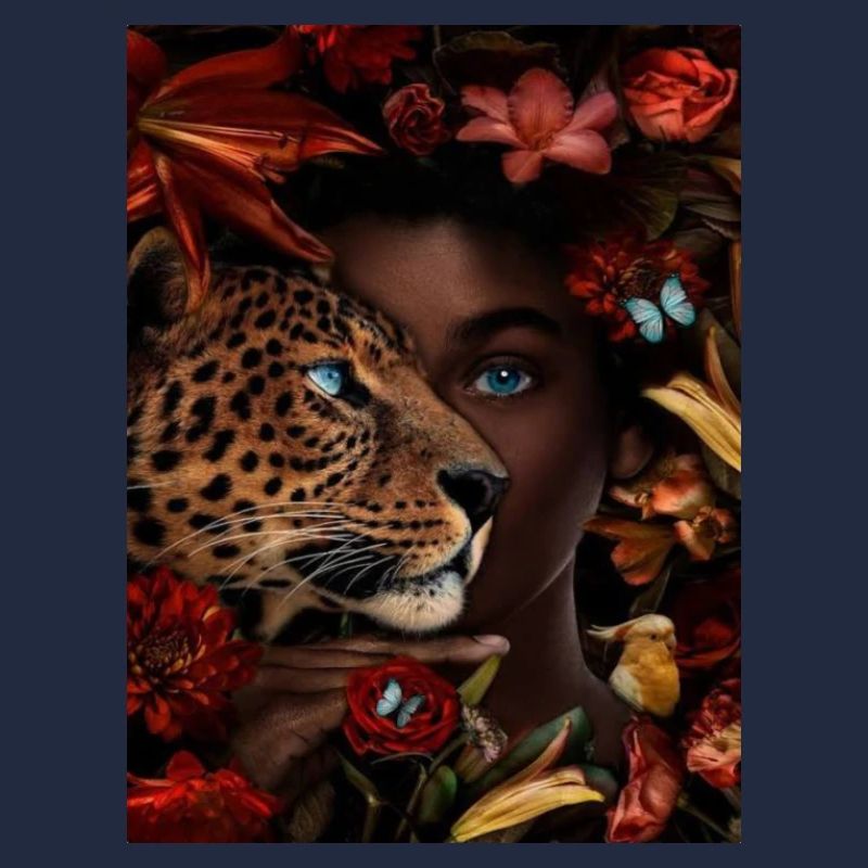 Leopard mit Menschen Gesicht