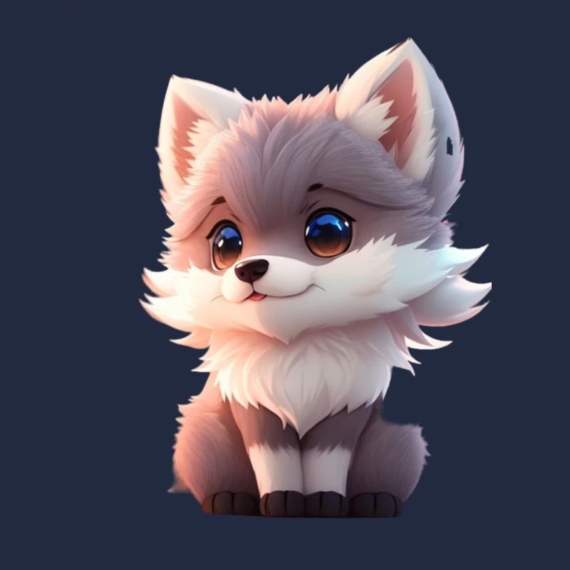 Cute Tiny Hyperrealistic Anime Wolf Tee, Pet