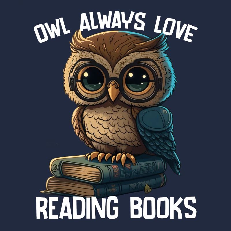 Eule liest immer gerne Bücher