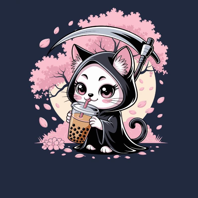 Sensenmann Anime Katze Kirschblüte