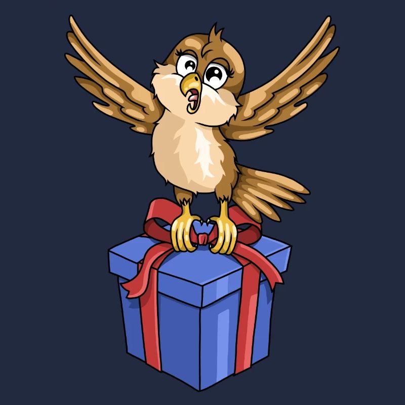 Lustiger Vogel mit Geschenk