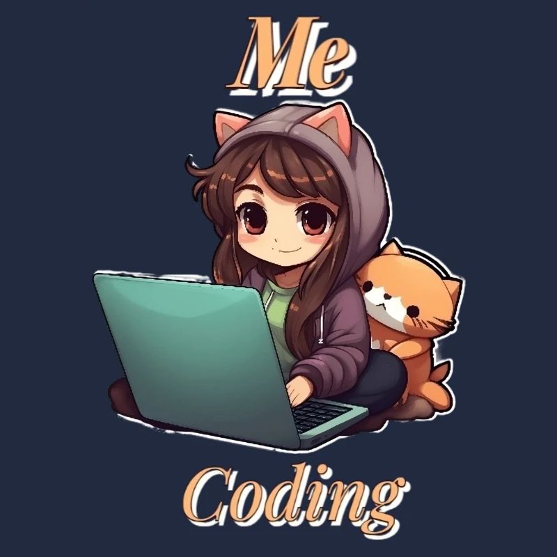 "Code Cutie: Anime-inspired Girl Coding"