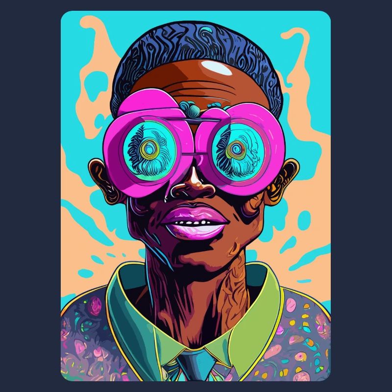 Auffälliger Afro-Mann mit Brille