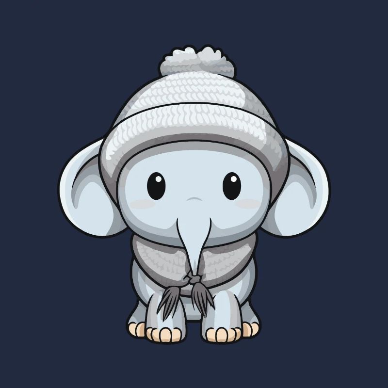 Elephant Winter Comic Cute