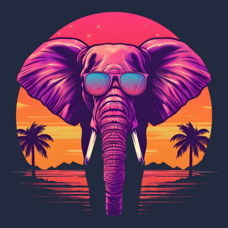 Synthwave Elephant Sunset