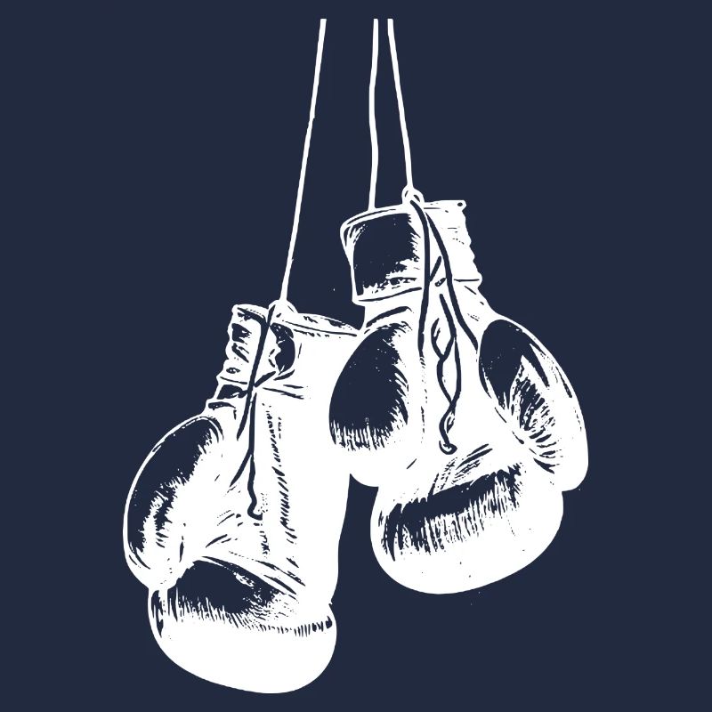Conception de gants de boxe blancs suspendus. Conception de logo