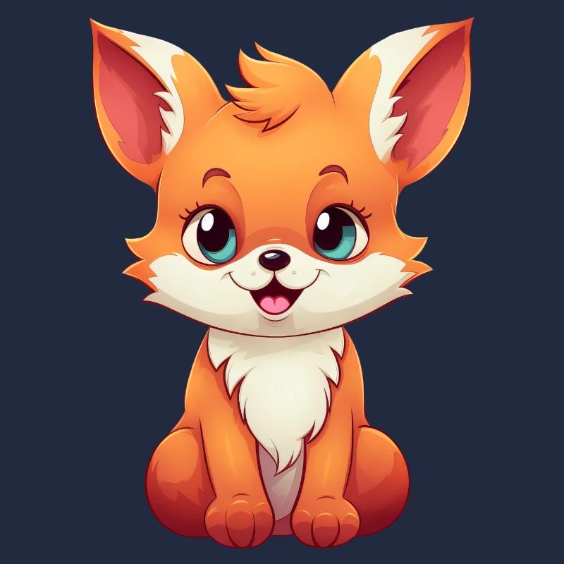 Süßer Comic Rotfuchs: Entspanntes Sitzen