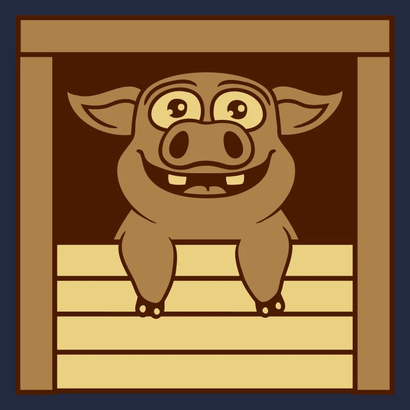 Comic funny stable pig