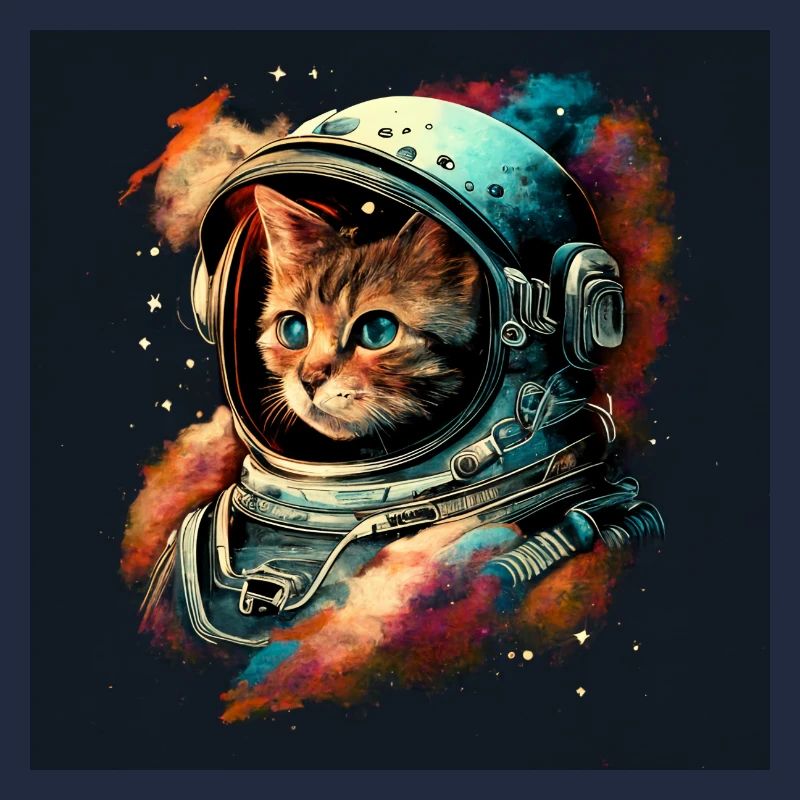 Kosmische Katze im Aetherpunk-Stil