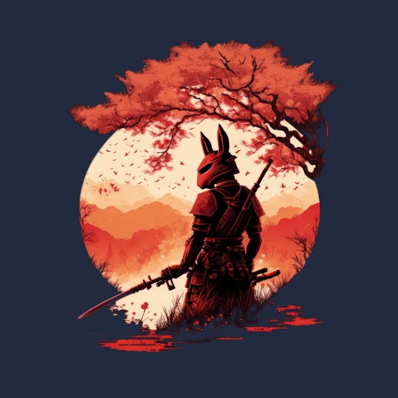 Samurai Krieger - Sakura Tree Digital Art