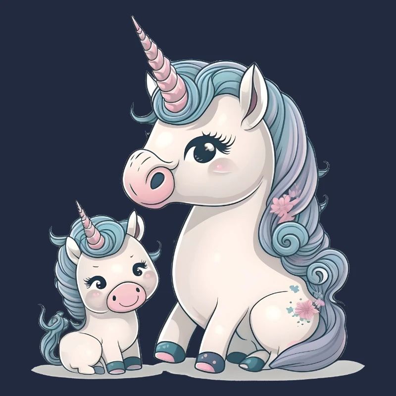 Mama zwei Einhörner großes und kleines Einhorn