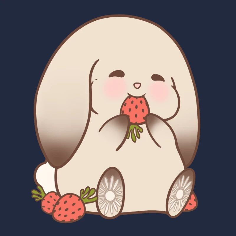 Entzückender Hase, der Erdbeeren knabbert
