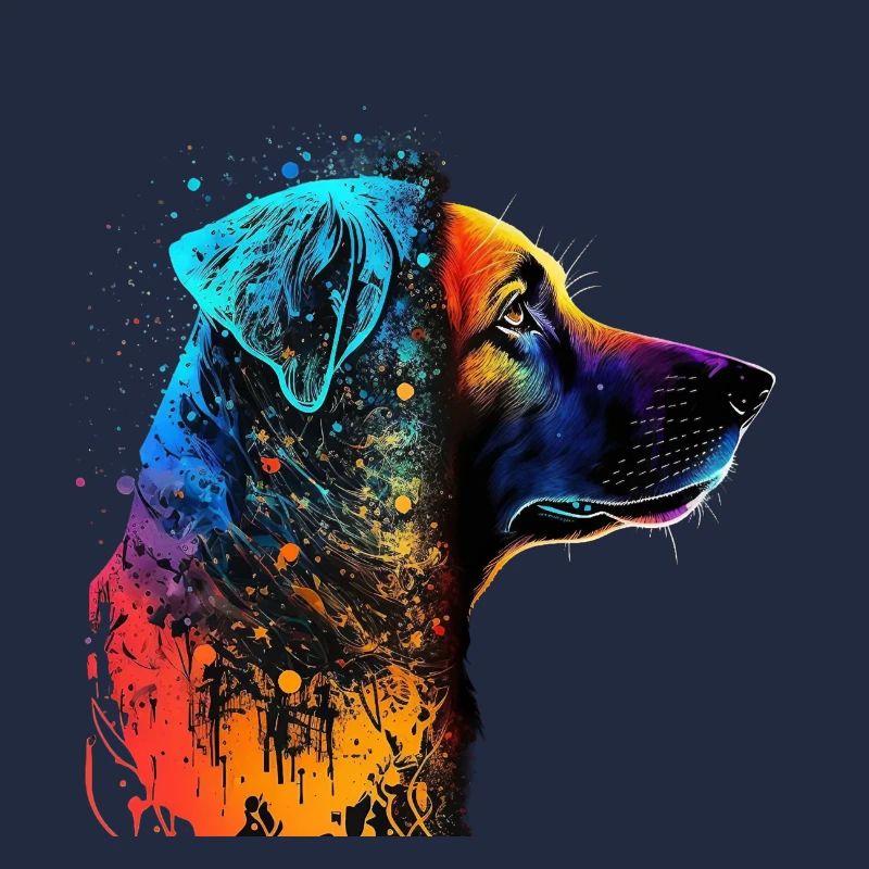 Chien dans une émeute de couleurs / Chien multicolore