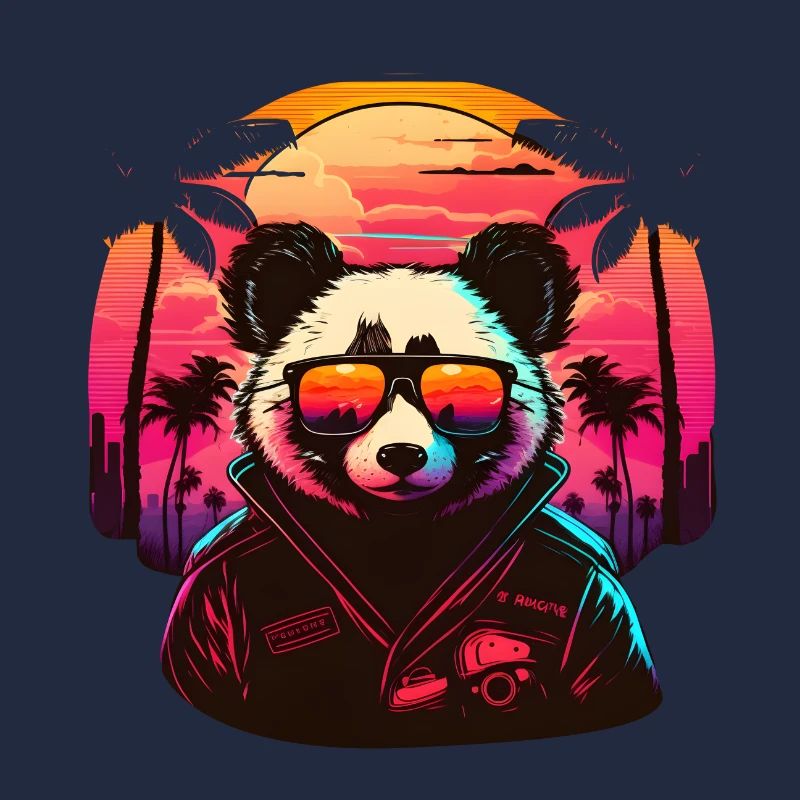 Synthwave Panda Sunset